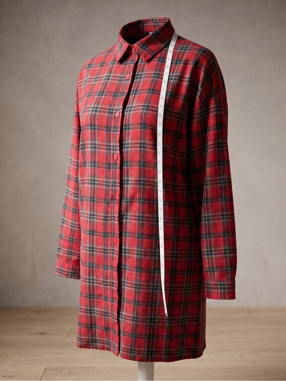 Red Plaid Button-Down Dress - Classic Longline dress